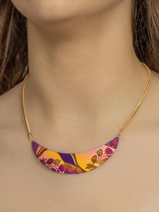 peach, pink and purple tropical collar necklace by Holly Yashi