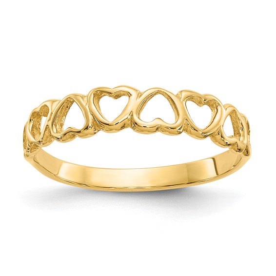 14K yellow gold heart ring, size 6