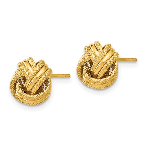14k yellow gold knot stud earrings