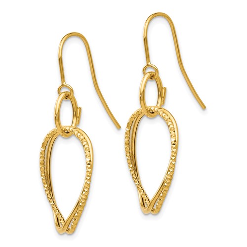 14k yellow gold oval dangle earrings