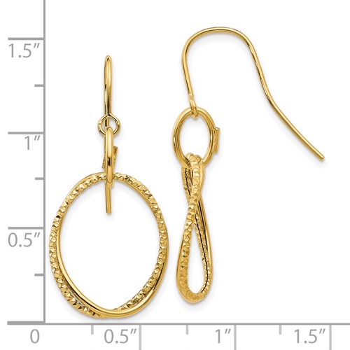 14k yellow gold earrings with ruler