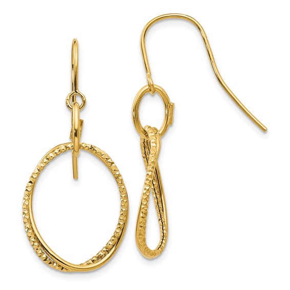 14k yellow gold oval dangle earrings