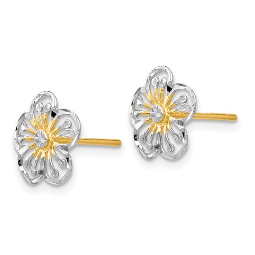 two tone flower stud earrings