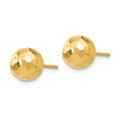 8 MM textured 14K yellow gold ball stud earrings
