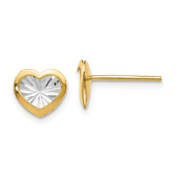 two tone gold heart stud earrings