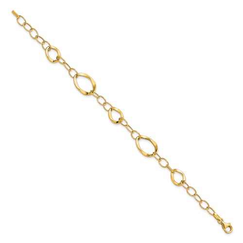 14k yellow gold fancy link 7.25 inch long bracelet