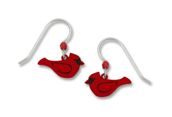 cardinal bird earrings with sterling silver earwires