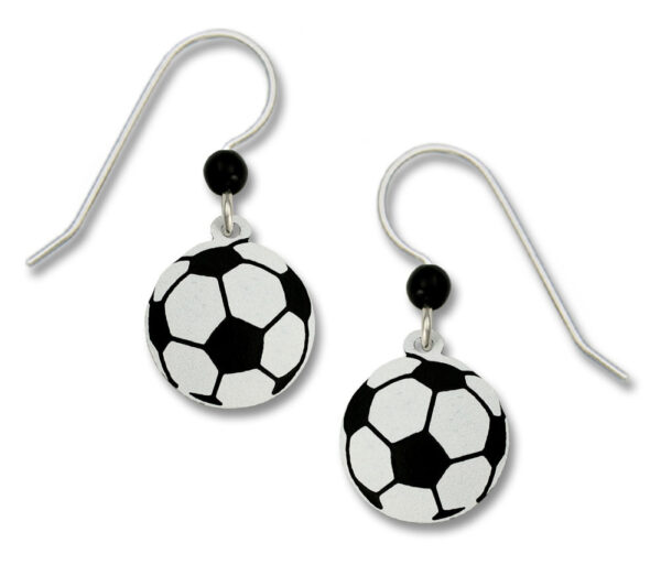 soccer ball earrings with sterling silver earwire