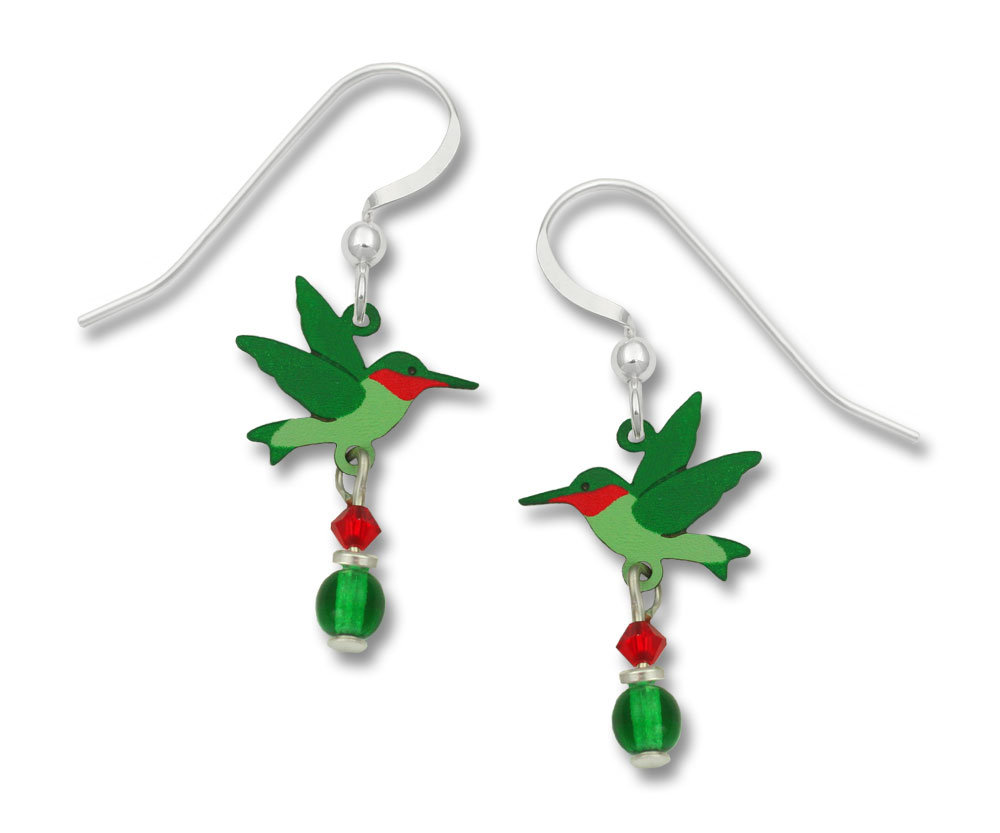 ruby throated hummingbird earrings