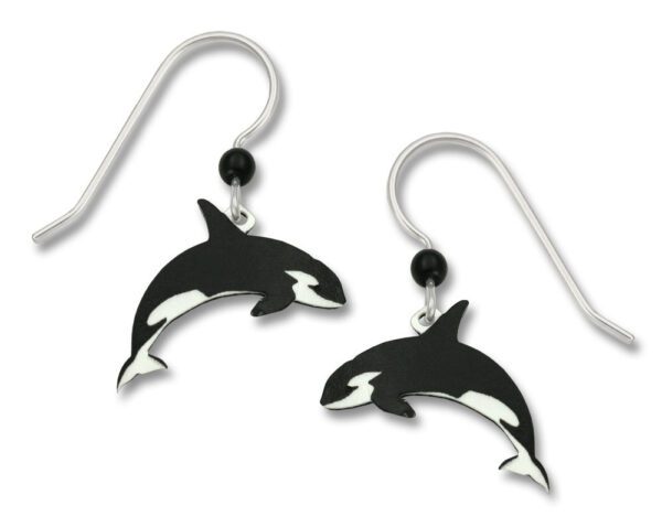 orca whale earrings with sterling silver ear-wires