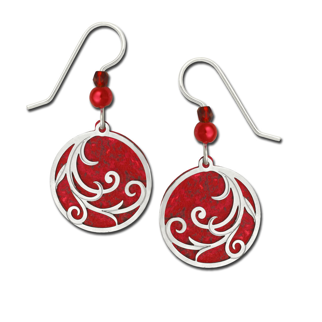red tendrils earrings