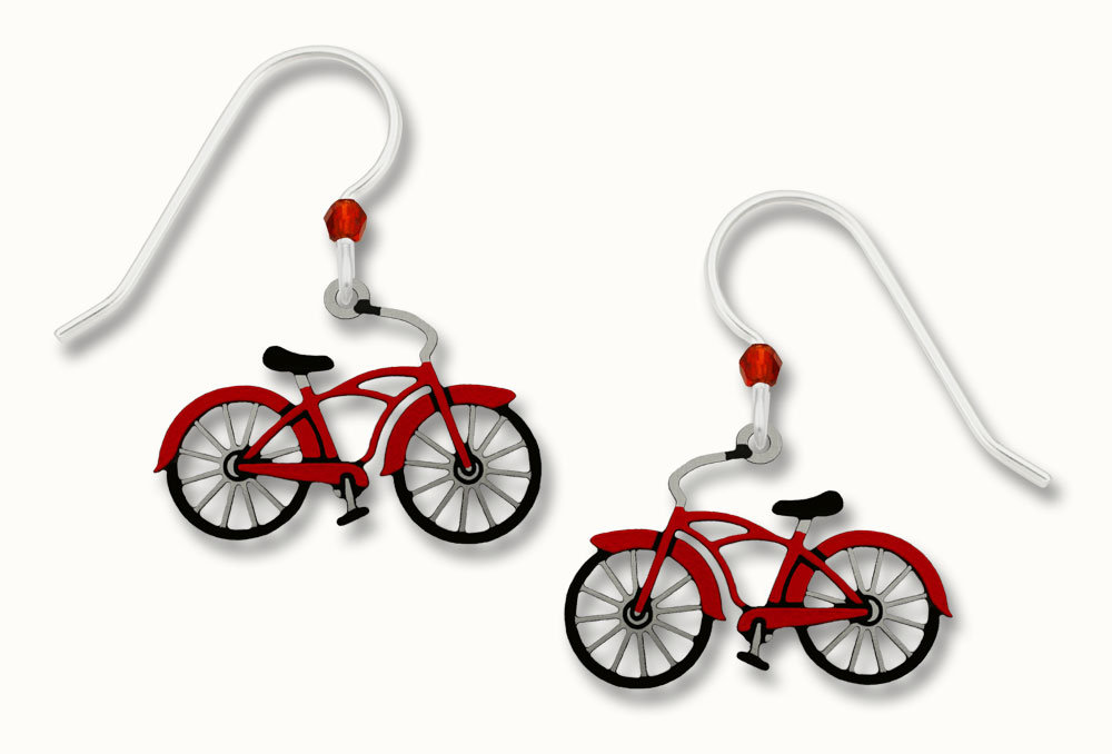 red bike earrings