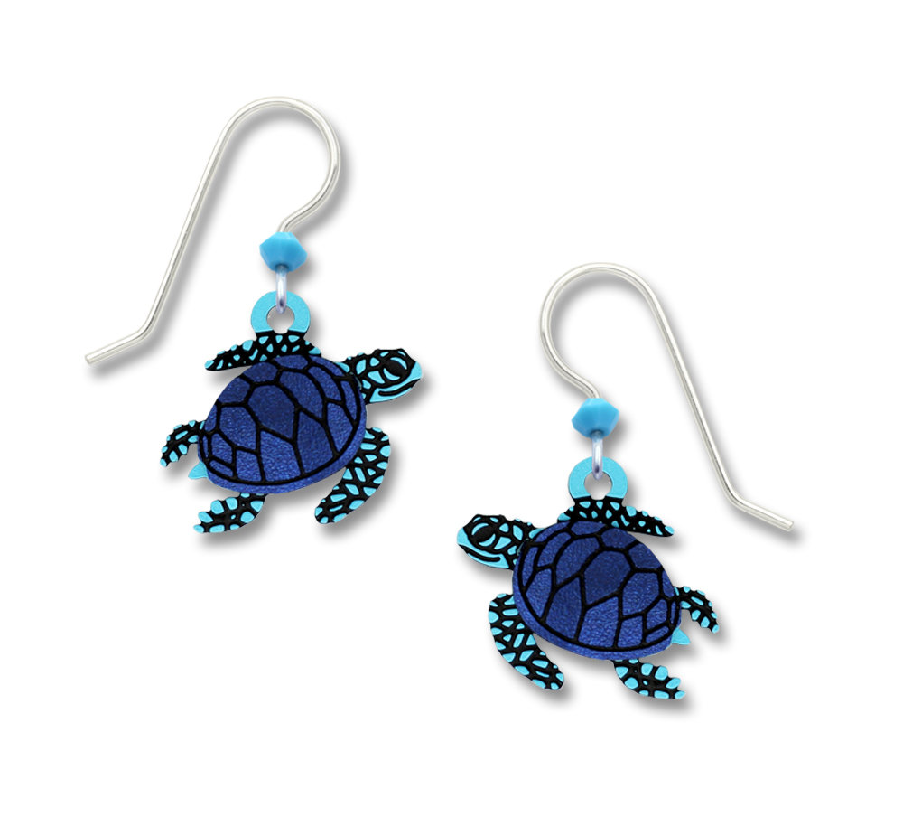 sea turtle earrings featuring sterling silver ear-wires