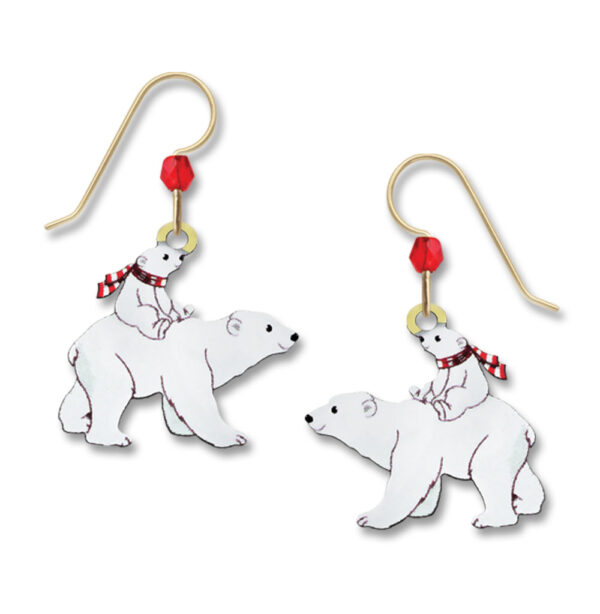 Polar Bear with cub winter earrings