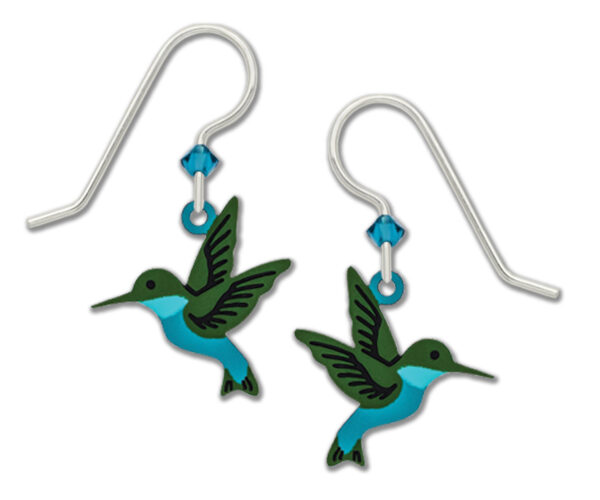 Western Emerald Hummingbird earrings