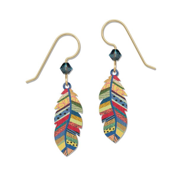 Multi-color feather earrings