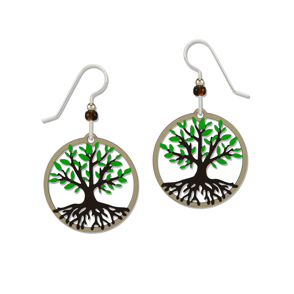 tree of life earrings with sterling silver ear-wires