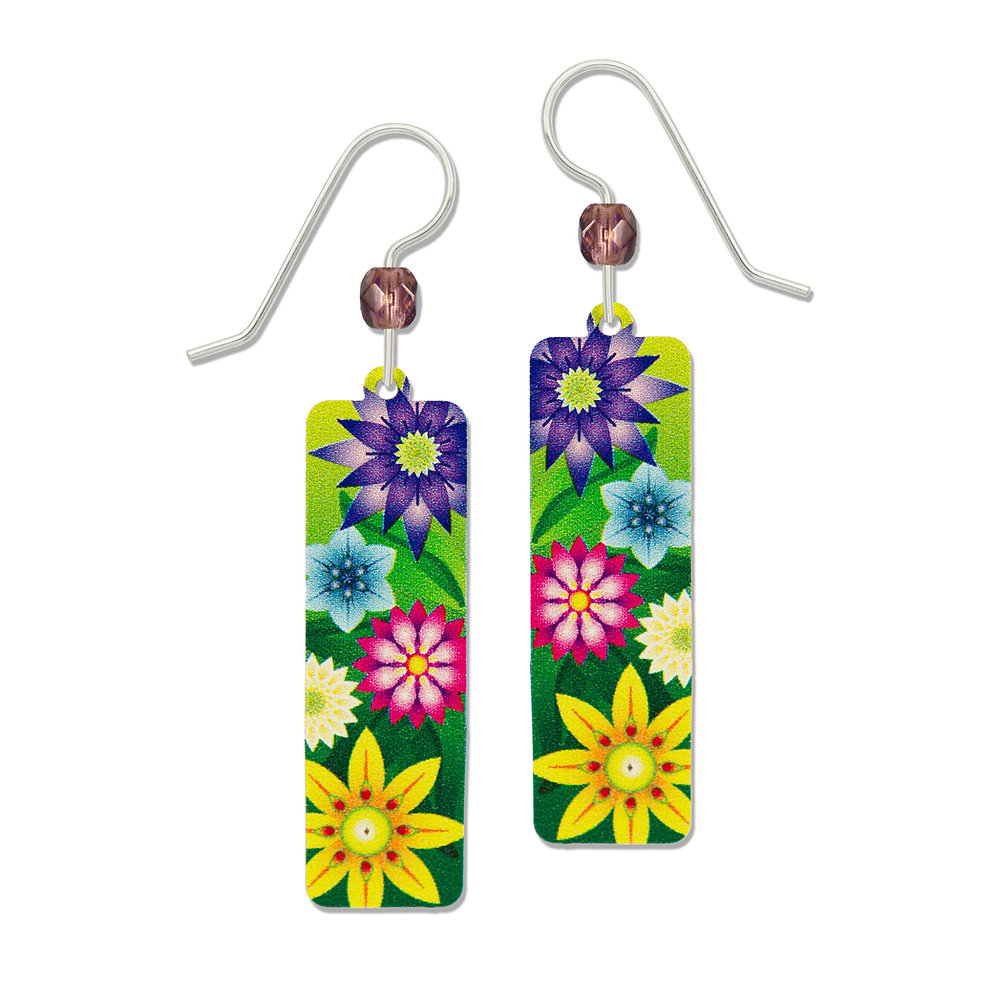 bright colorful flower earrings with sterling silver earwires