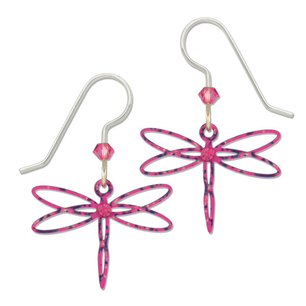 pink dragonfly earrings with sterling silver earwires
