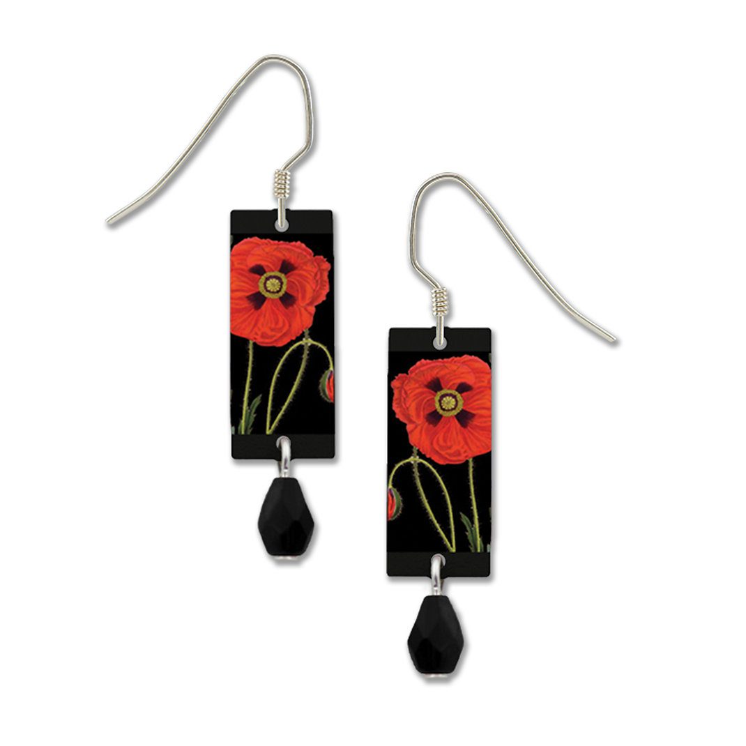 red poppy flower earrings