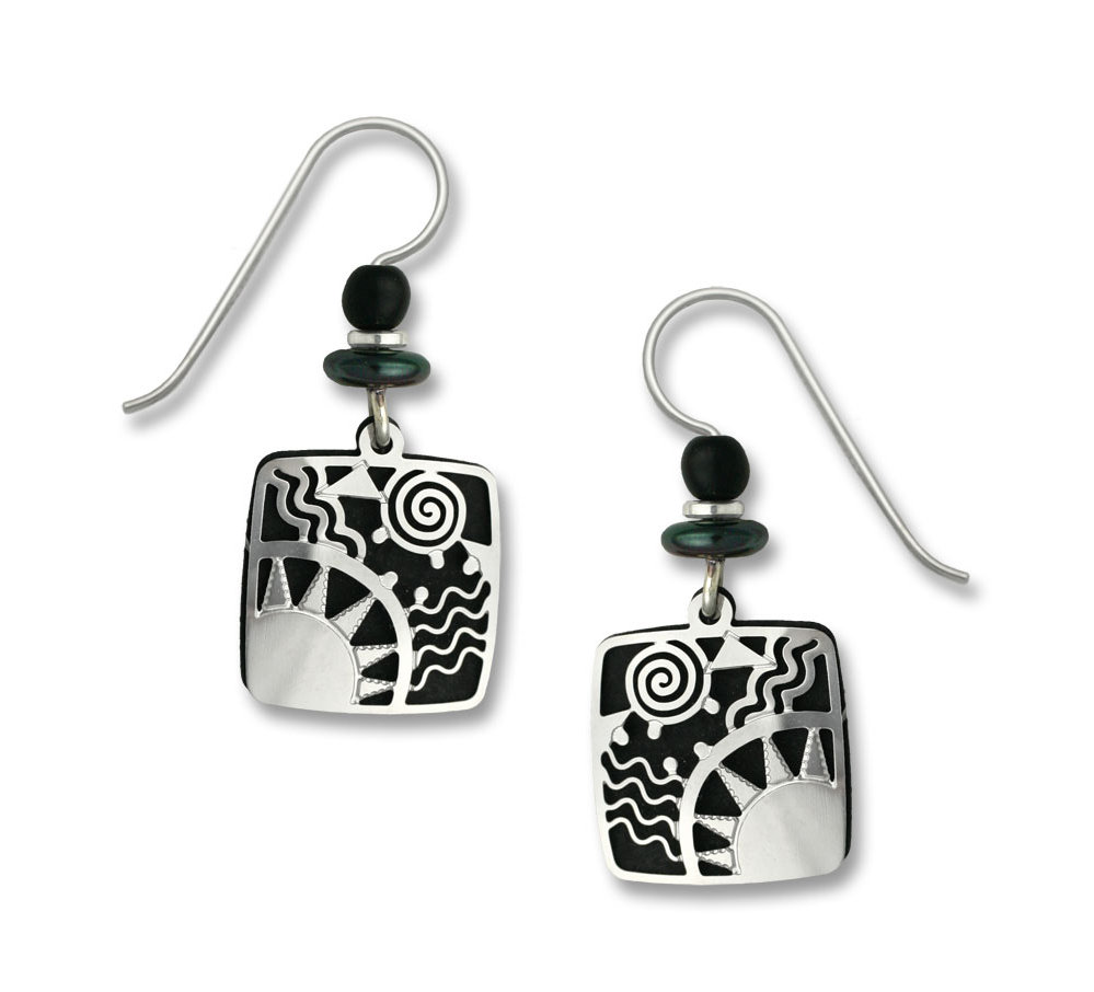 black and silver sun earrings