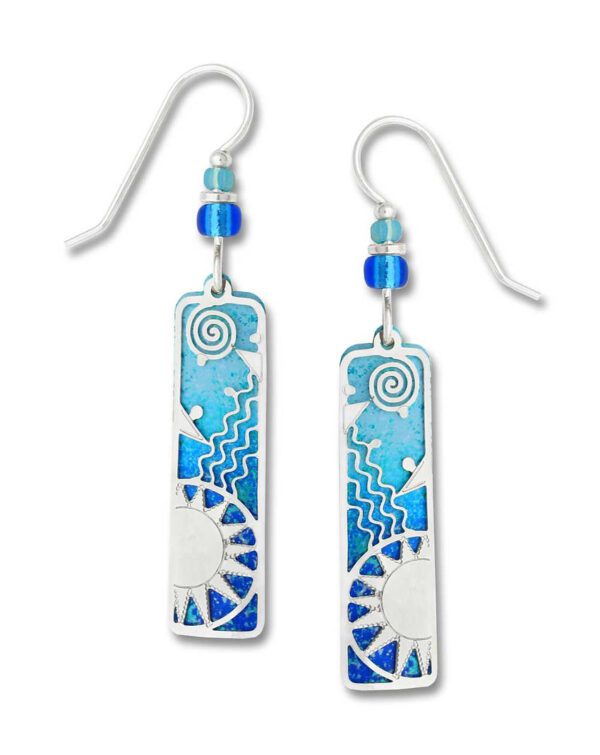 blue sun earrings with sterling silver ear-wires