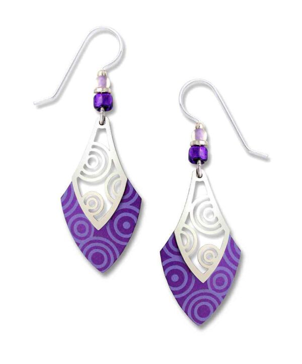purple swirl earrings with sterling silver ear-wires