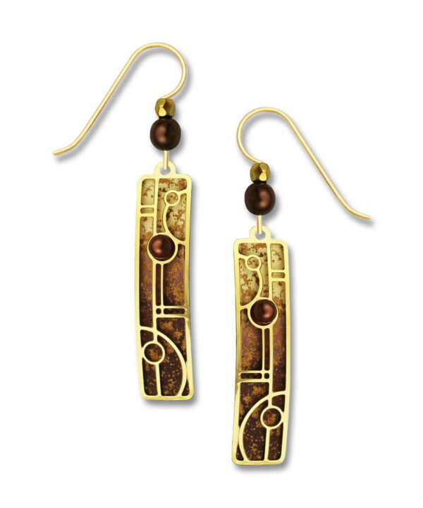 art deco inspired brown column earrings