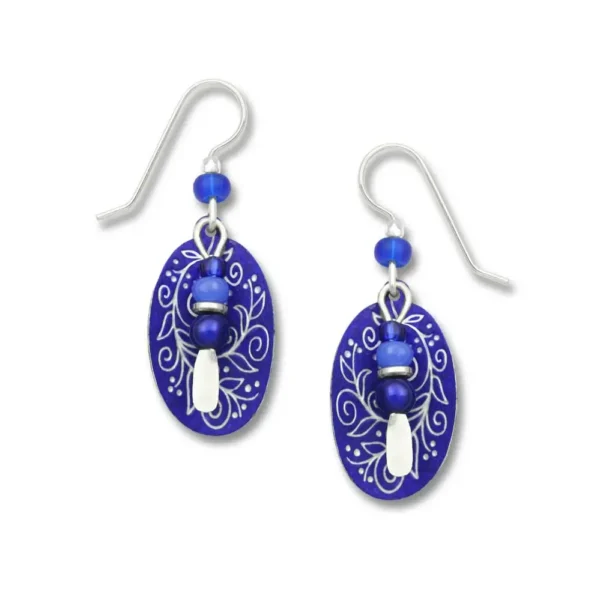 beaded blue vine earrings