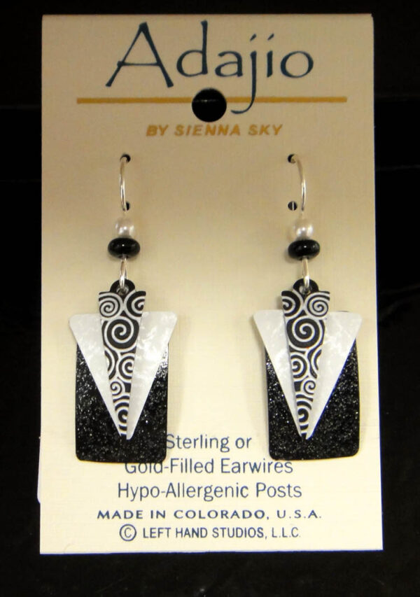 Black and white swirl earrings