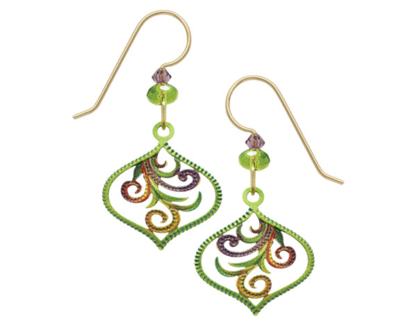 green, brown, and purple Adajio earrings