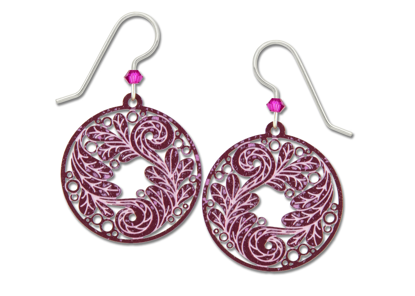 Magenta earrings with sterling silver ear-wires