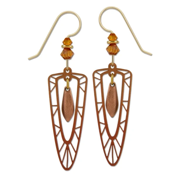 copper color triangle earrings