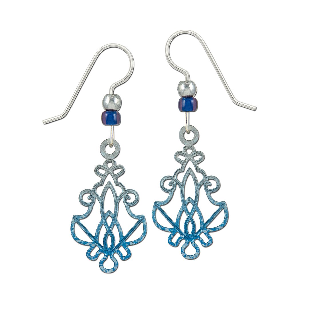 art nouveau inspired blue and gray earrings