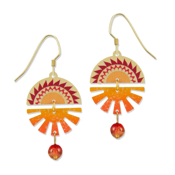 red and orange sun earrings