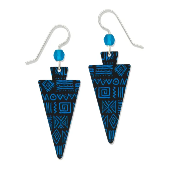 black and blue triangle earrings