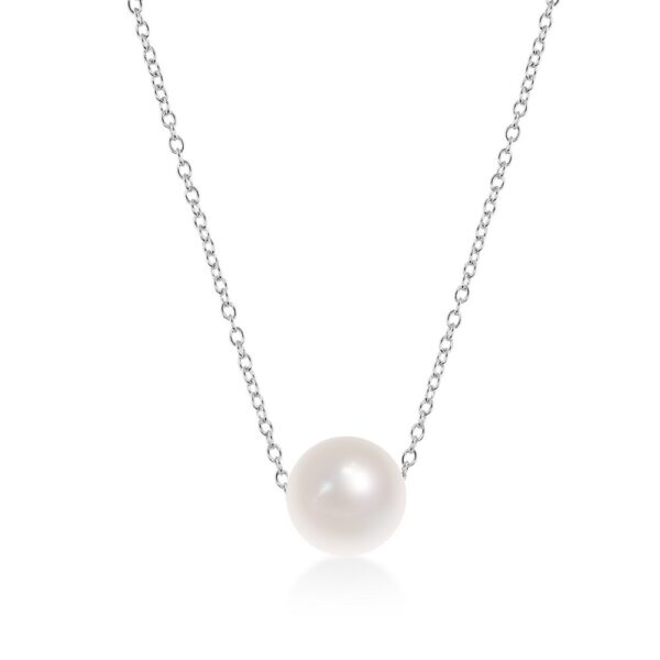 white fresh water pearl on cable chain necklace