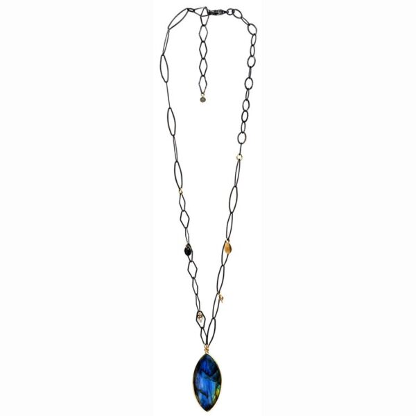 labradorite mixed metal necklace