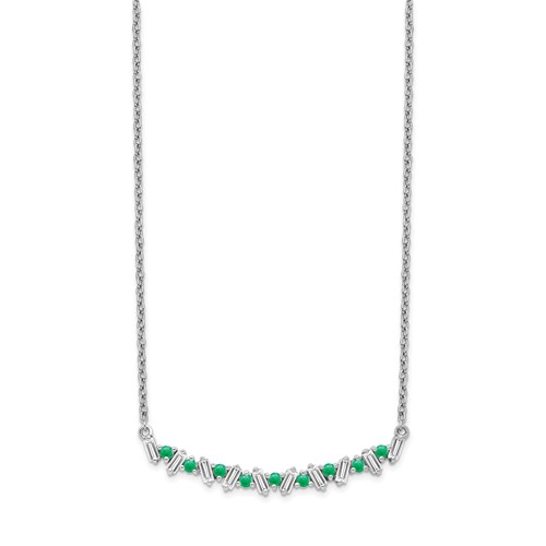 emerald and diamond 14K white gold necklace