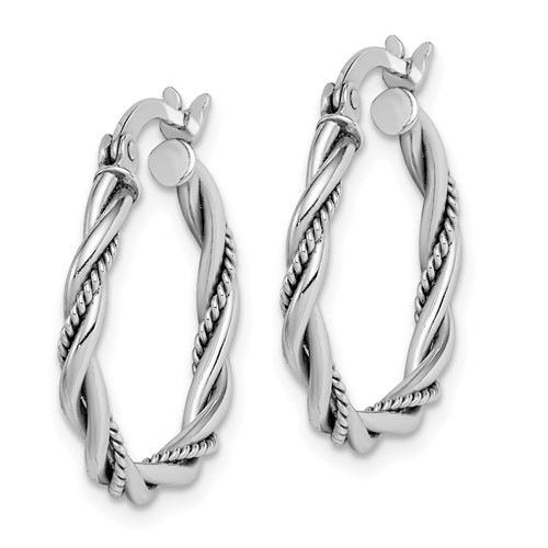 Twisted sterling silver hoop earrings