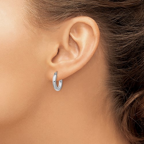 Sterling silver hoop earrings on model