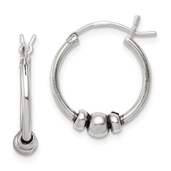 Sterling silver beaded hoop earrings