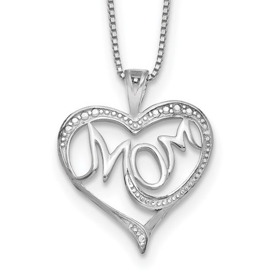 .01 CT diamond and sterling silver mom necklace