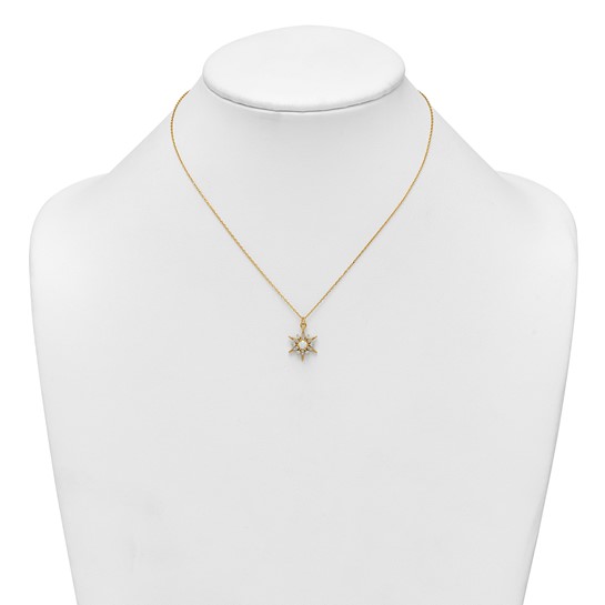created white opal and cubic zirconia gold-plated sterling silver star necklace