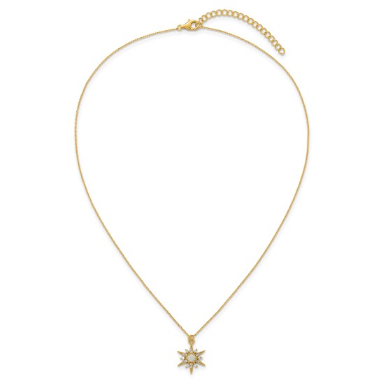created white opal and cubic zirconia gold-plated sterling silver star necklace
