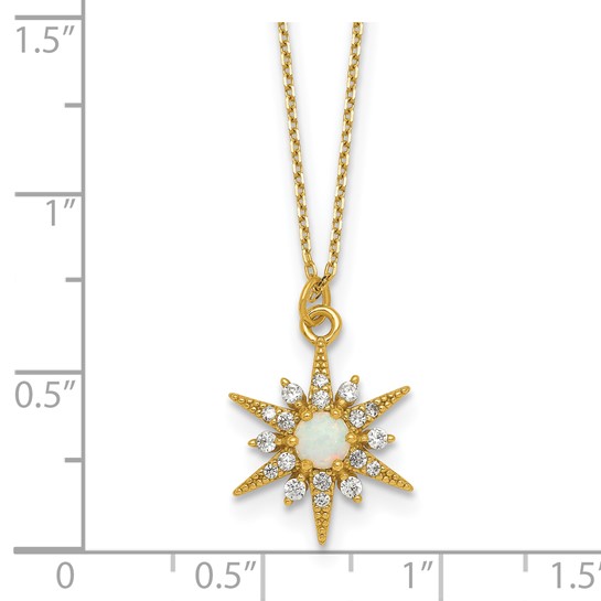 created white opal and cubic zirconia gold-plated sterling silver star necklace