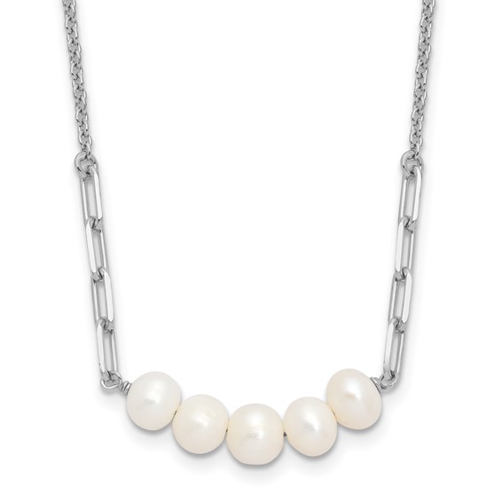5 pearl and sterling silver chain necklace