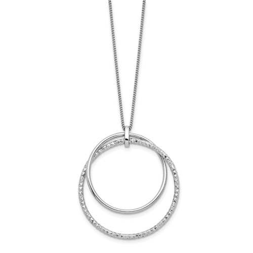 textured circle pendant on long chain