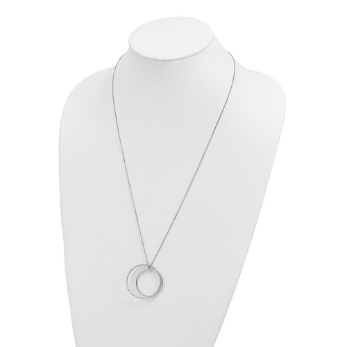 long necklace with textured circle pendant