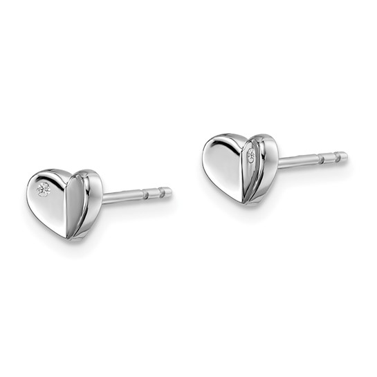 petite diamond and sterling silver heart earrings